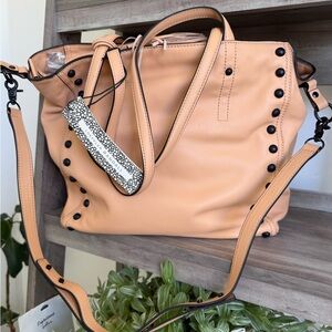 Women's Loeffler Randall Pebbled Leather Stud-Accent Tote Bag - Peach